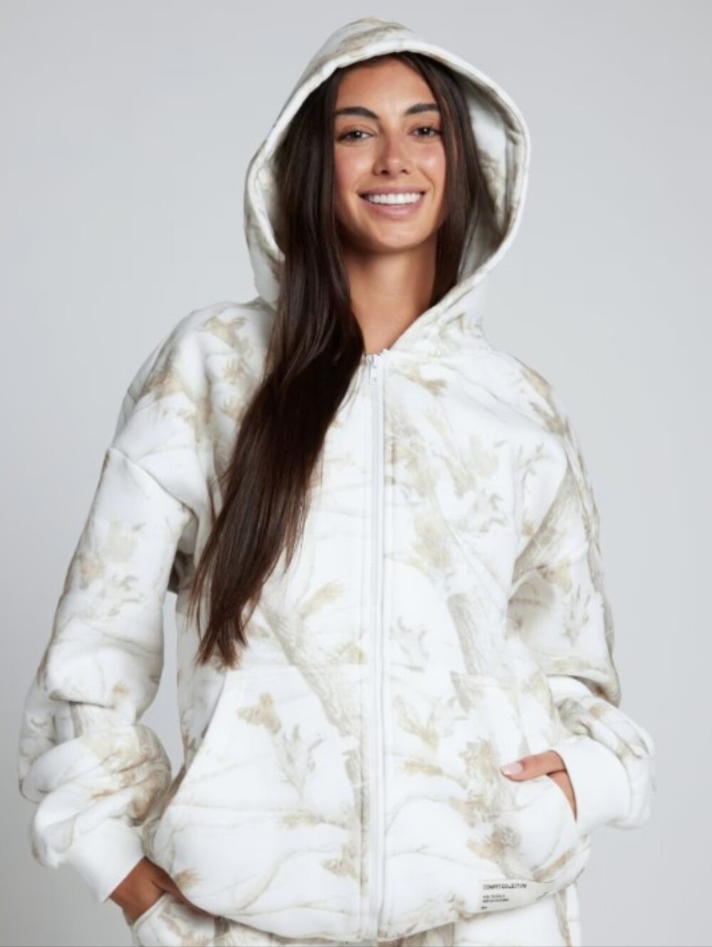 Comfrt Camo Zip Hoodie White Oak Unisex